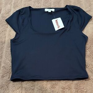 NWT navy cropped square neck (size M)
